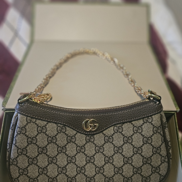 Gucci Brown and Gold Shoulder Bag. 10 x 5.5" - Picture 1 of 9